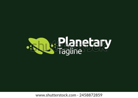 Creative minimal green planet saturn logo