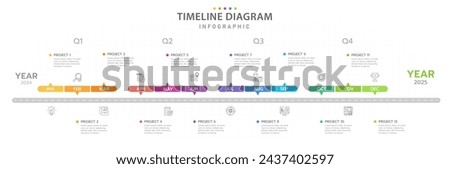 Infographic template for business. 12 Months modern Timeline diagram calendar, presentation vector infographic.