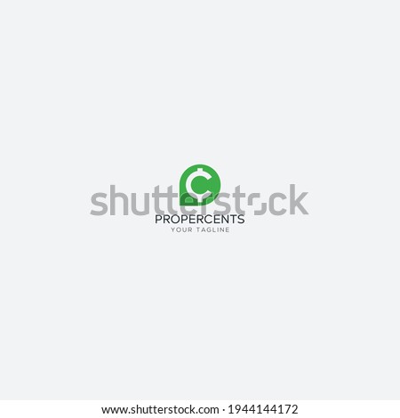 PC letter logo Cent currency Percentage logo