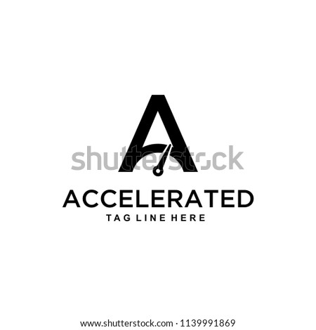 Illustration modern the letter A in the join needle speed logo design