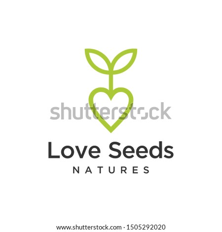 Illustration of abstract plant growing on a heart mark logo design