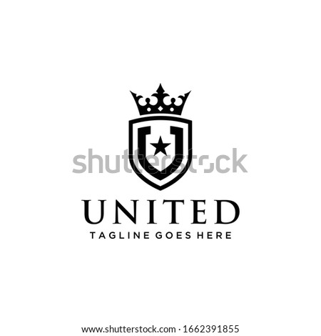 Illustration modern Crown and shield with U sign luxury logo design