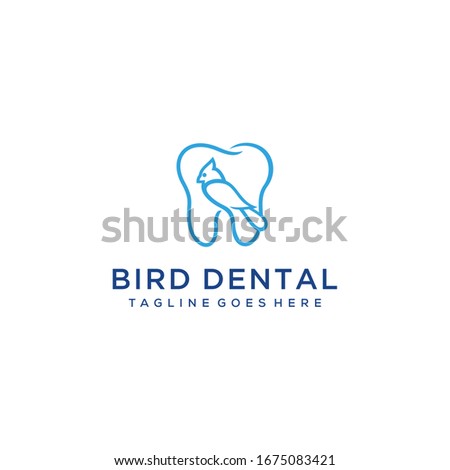 Illustration of a cardinal symbol of a bird formed with clean and modern teeth for a dental health clinic.