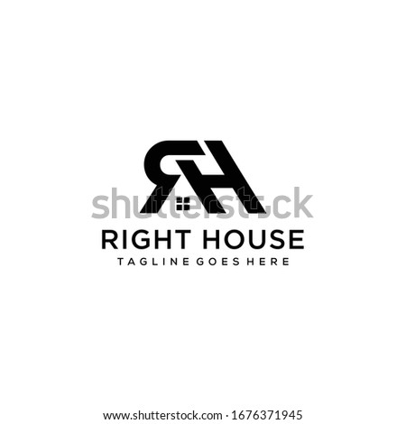 Creative modern style house with H,R sign logo design template