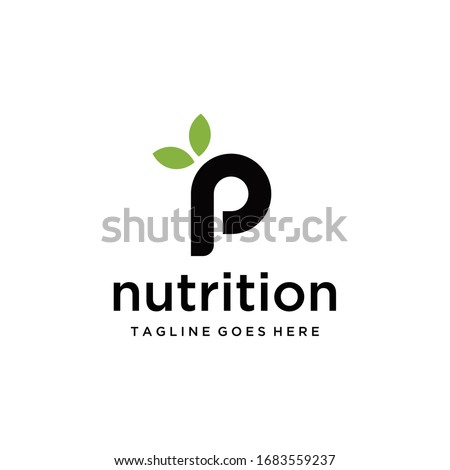 Creative modern Logo design for P nutrition sign template.