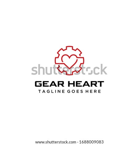 Creative modern gear logo icon with heart vector sign industrial