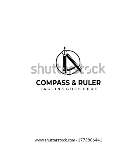 Creative modern compass and ruler sign logo design