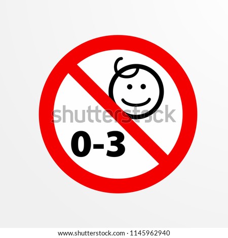 child under age 3 year no entry caution warn symbol for public transport areas to do not do that. vector logo, sign, symbol