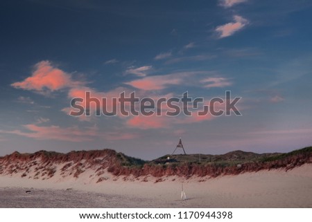 Similar – Image, Stock Photo Danish flag at dawn waving in the wind