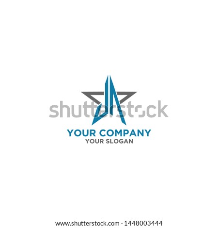 JA in Star Logo Design Vector