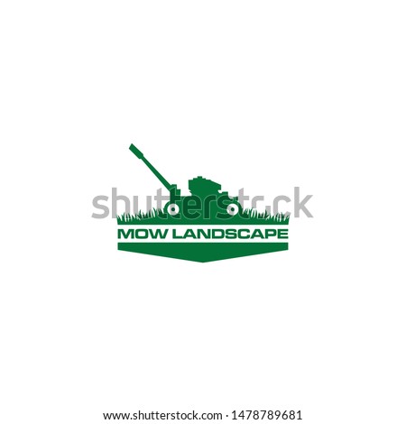 Green Mow Landscape Logo Design Vector