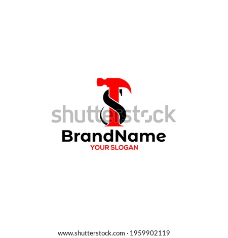 TS Hammer Logo Design Vector