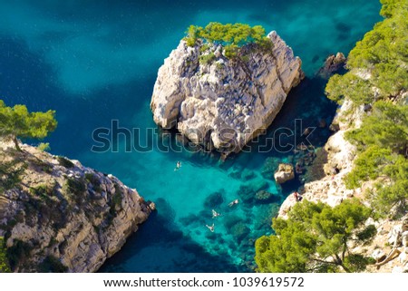 Image, Stock Photo Marseille / Mediterranean Sea with sailing boats