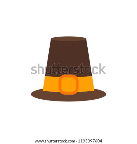 Vector Illustration. Pilgrim hat flat isolated icon. Thanksgiving symbol