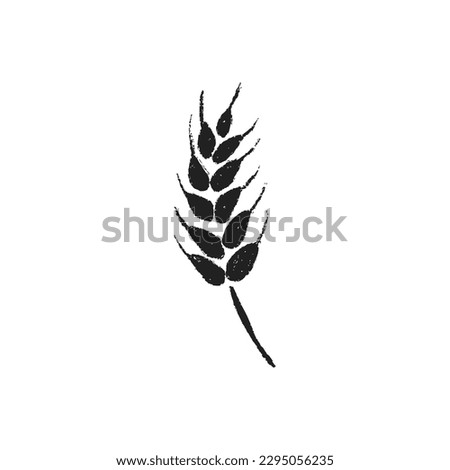 Isolated hand draw wheat symbol. Cute vector barley icon. Bakery drawn logo.