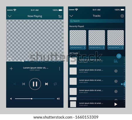 Mobile Music Player UI Template - Vector