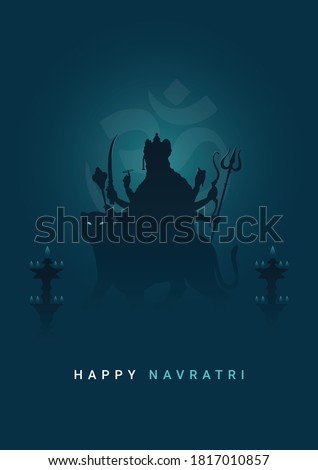 Happy Navratri, Garba, Durga Puja, Navami Minimal Poster-Vector