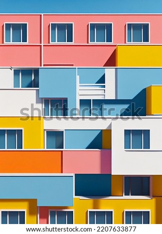 Similar – Image, Stock Photo Building complex in shell with scaffolding for the creation of living space in the Rhine-Main area in front of a blue sky with sunshine in Offenbach on the Main in Hesse