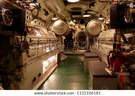 Engine Room inside a U.S. Navy World War II Submarine Imagine de stoc © 