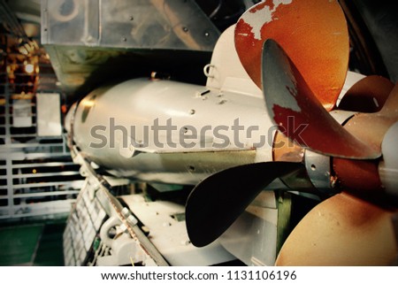 Torpedo Inside a U.S. Navy World War II Submarine Imagine de stoc © 