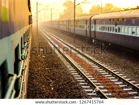 Similar – Image, Stock Photo Sunset track systems