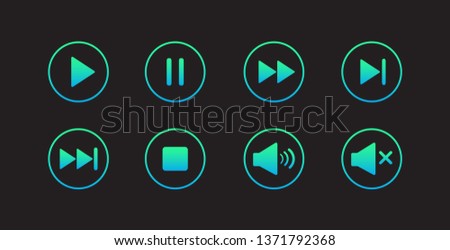 Play button icon. Media player control icon set. Modern design. Vector illustration.