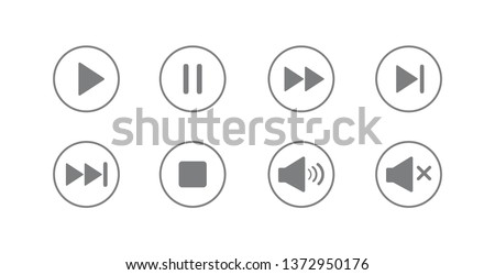 Play button icon. Media player control icon set. Vector illustration. on white background