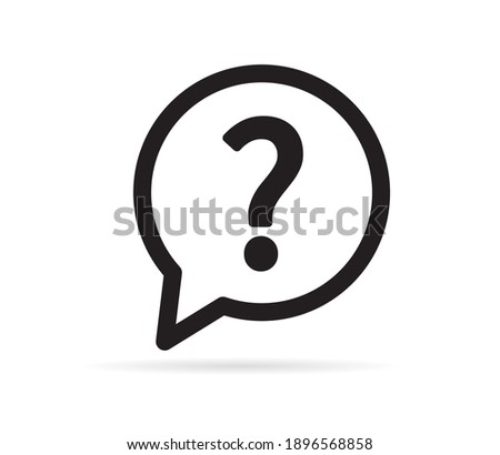 Question icon. Help icon in bubble on white background. Vector illustration.