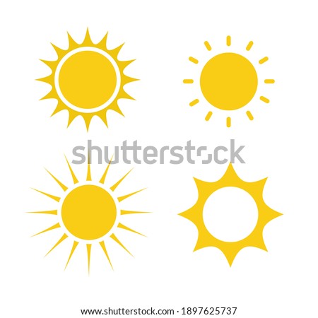 Set of sun icons isolated on white background. Sunshine, Sunset. Vector illustration.