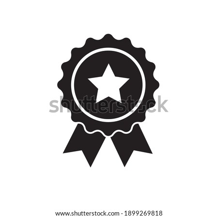 Rosette icon. Stamp premium quality with star icon isolated on white background. Vector illustration