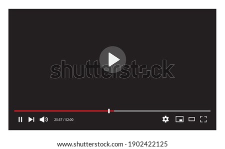 Video player interface isolated on white background. Video streaming template design for website and mobile apps. Vector illustration