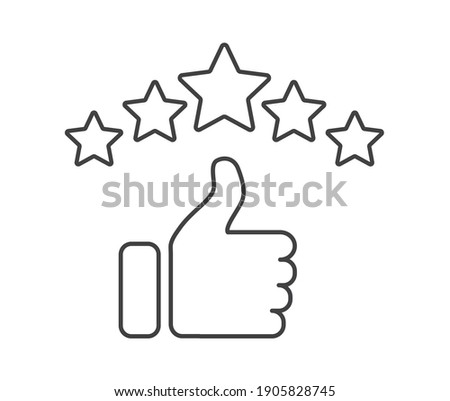 Five stars rating review icon. Feedback, Best seller, Quality icon isolated on white background. Vector illustration