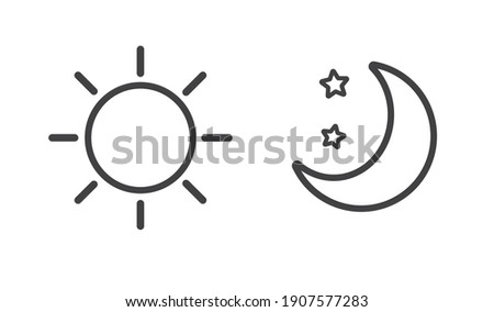 Sun and moon icon isolated on white background. Day and night. Vector illustration.