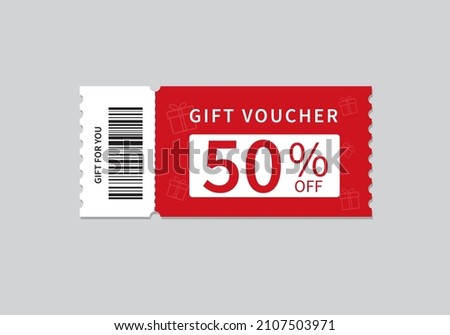 Gift Voucher Template isolated on gray background. Discount coupon 50% OFF. Promotion Sale. Vector illustration