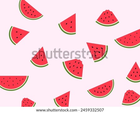 watermelon pattern for summer background. Watermelon half and sliced. Vector illustration