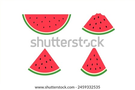 Watermelon half and sliced on white background. Fresh and juicy watermelons. cut and chopped fruit. Vector illustration