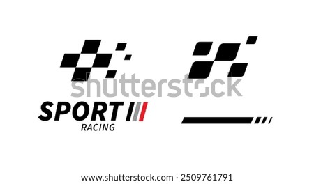 Race flag Design. Race flag icon logo. Racing stripes. Sport checkered. Motorsport graphics. Vector illustration