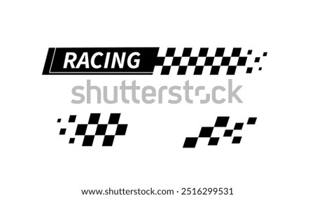 Racing stripes. Race flag. Checkered flag. Sport car decal stripes. Automotive graphics. Vector illustration