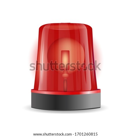 Emergency siren realistic 3D transparent background. Police or ambulance red flasher siren