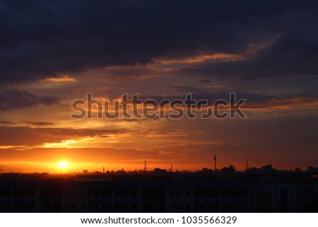 Similar – Foto Bild Der Himmel über Berlin im Abendlicht mit schönen Wolken und Fernsehtürmchen