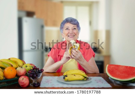 Similar – Image, Stock Photo Content woman eating watermelon on beach