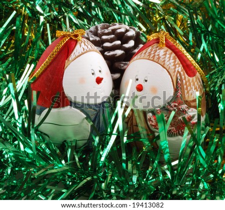 Preparation for christmas holidays, christmas-tree decorations close up