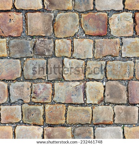 Walkway cobblestone . Seamlessly tiling cobbled road texture