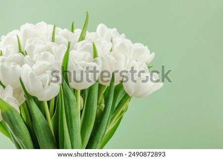 Similar – Foto Bild Blumenstrauß aus weißen Tulpen in einer Vase