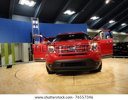 SAN FRANCISCO, CA - NOVEMBER 20: Red Ford Truck on display at the 53rd International Auto Show on November 20, 2010 in San Francisco, CA.