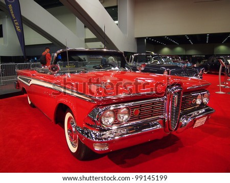 SAN FRANCISCO, CA - NOVEMBER 23: Red Classic Muscle Car on Display at the 54rd International Auto Show November 23 2011 San Francisco.