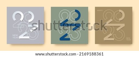 2023 new year design template with typography logo. minimalistic modern background for cover, banner and card