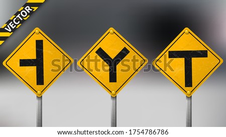Warning Traffic sign set on blurred traffic background, isolated and easy to edit. Vector Illustration