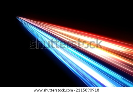 Colorful light trails, long time exposure motion blur effect. Vector Illustration