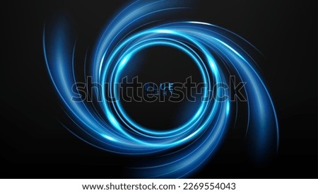 Blue Light Circle Effect on Dark Background, Vector Illustration